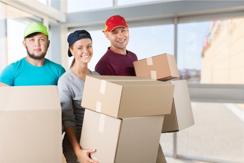 People using self storage in Uxbridge for organized household items
