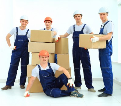 Careful loading of office desks and furniture during an Uxbridge move
