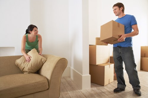 Packed items ready for temporary storage during a home move in Uxbridge